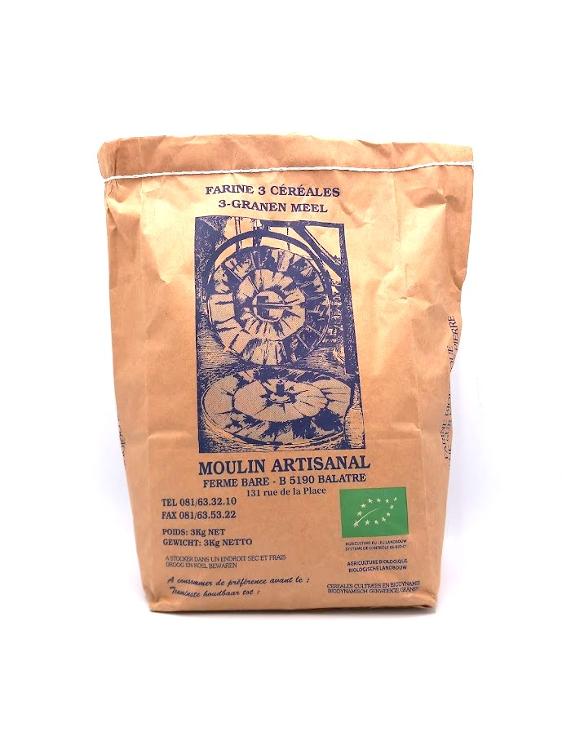 Farine 3 céréales (froment, épeautre, seigle) - sac 3kg PPR