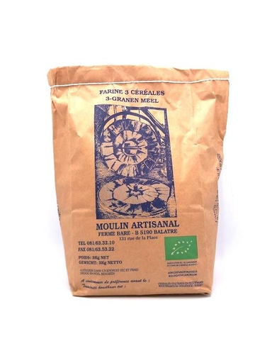 Farine 3 céréales (froment, épeautre, seigle) - sac 3kg PPR